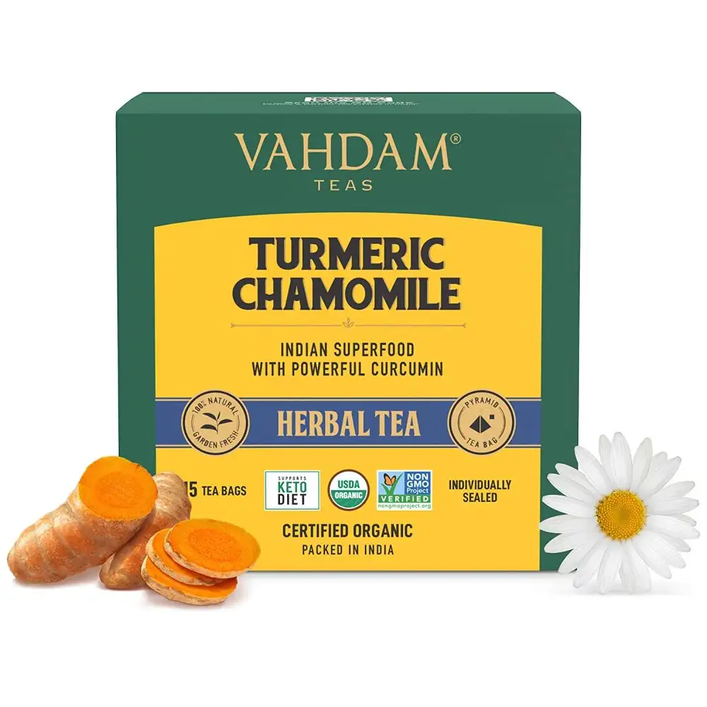 VAHDAM Turmeric Chamomile Herbal Tea,  Natural  15 Piece(s)/Pack