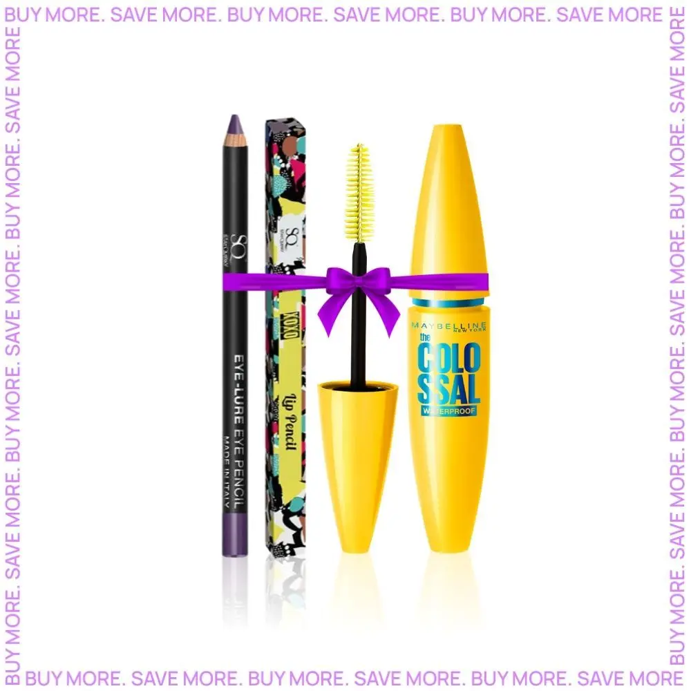 Maybelline New York The Colossal Volum Express Waterproof Mascara (10 ml) + Stay Quirky Eye Pencil - Eye-lure, Lure Me Byzantium 4 (1.2g)