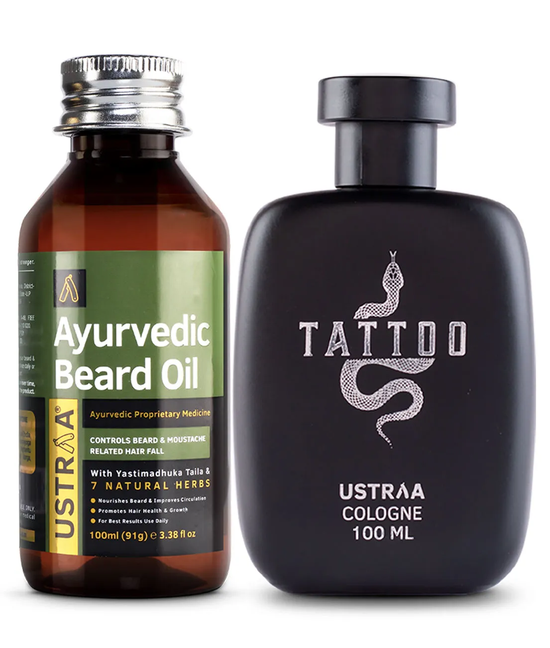 Ustraa Ayurvedic Beard Growth Oil & Tattoo Cologne - Perfume For Men