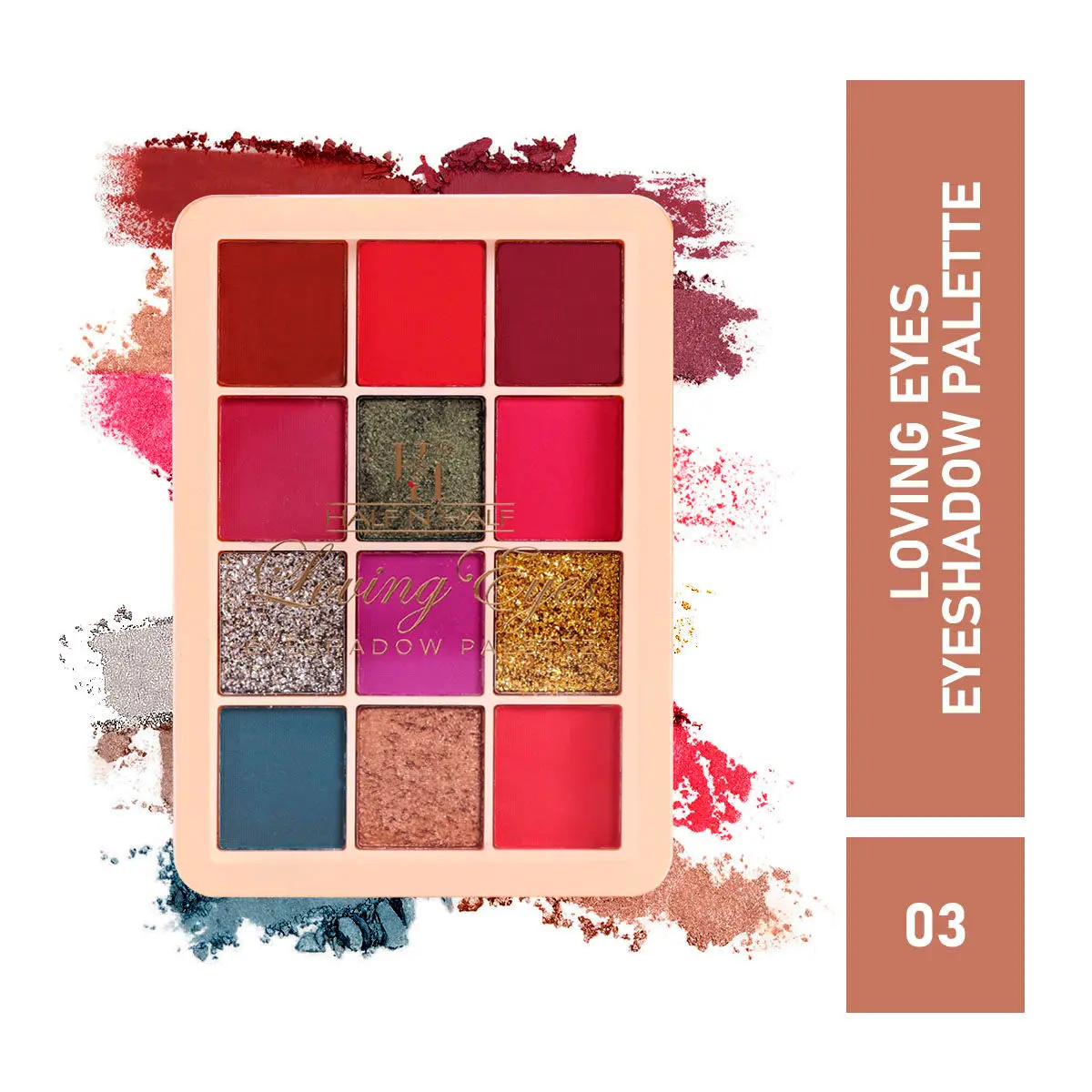 Half N Half 12Colors Loving Eyeshadow Palette, Flawless Shades, Waterproof Durable Highly Pigmented Eye Makeup Set Gift for Women, Waterproof Long Lasting Easy To Blendable, Multiclolur-03 (9.5g)