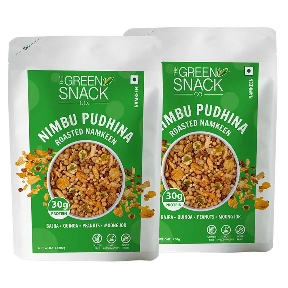 The Green Snack Co. Roasted Namkeen - Pack of 2,  Nimbu Pudhina  100 g