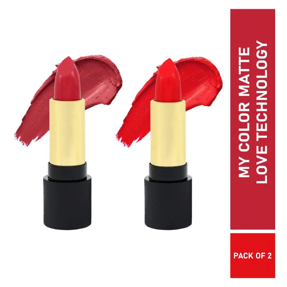 Half N Half Velvet Matte Texture Lipstick My Colour, Lady-Bug & Lady-Red, PO2 (7.6gm)