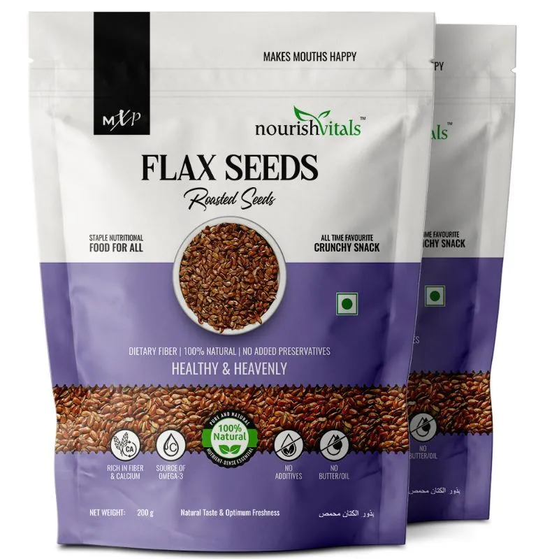 Nourishvitals Flax Roasted Seeds, 100% Natural, Rich in Fiber and Calcium, Omega 3