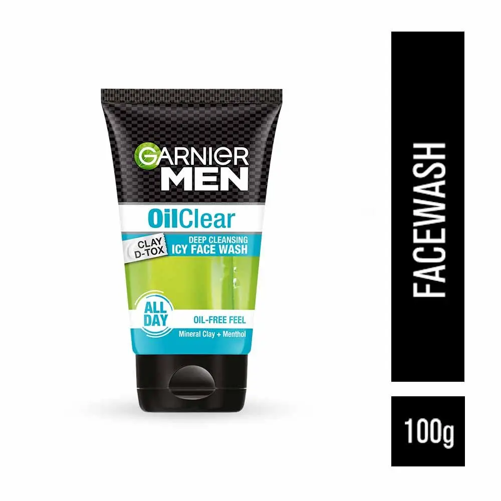 Garnier Men Oil Clear Clay D-Tox Deep Cleansing Icy Face Wash (100 g)