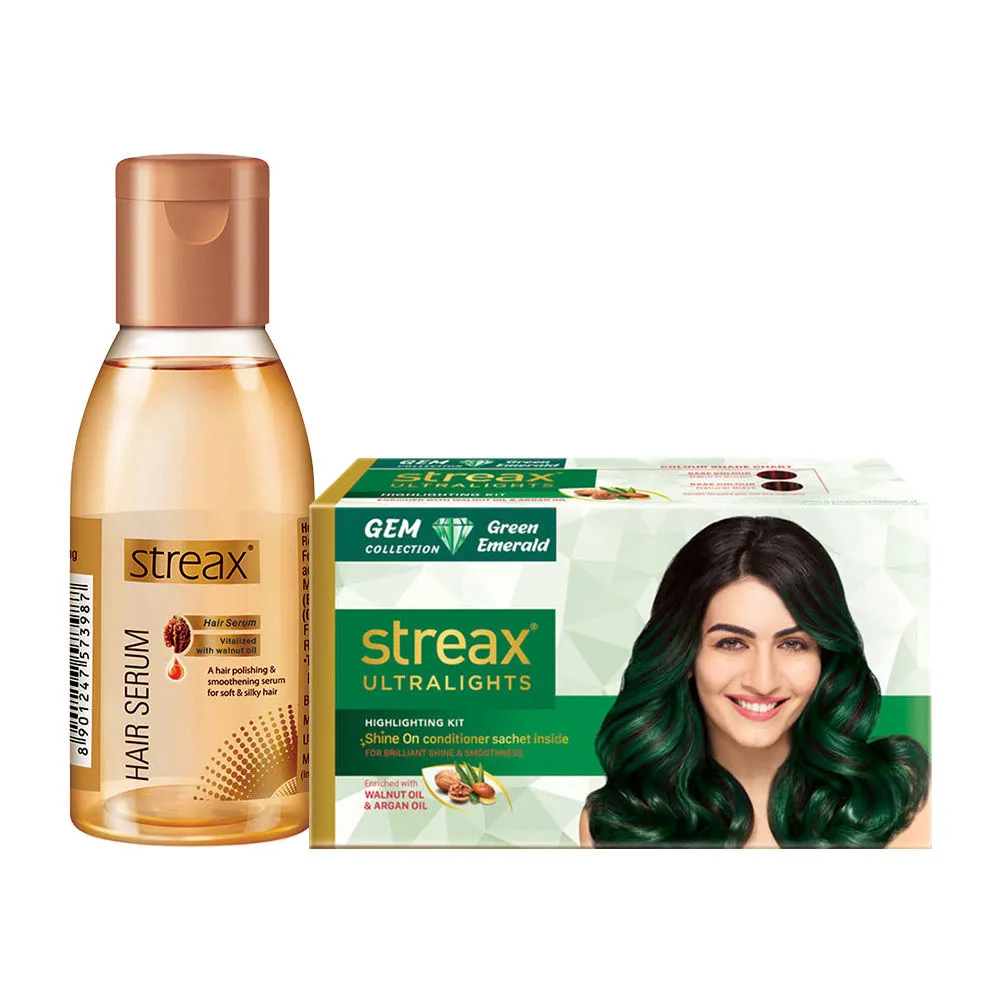 Streax Ultralights Green Emerald + Hair Serum