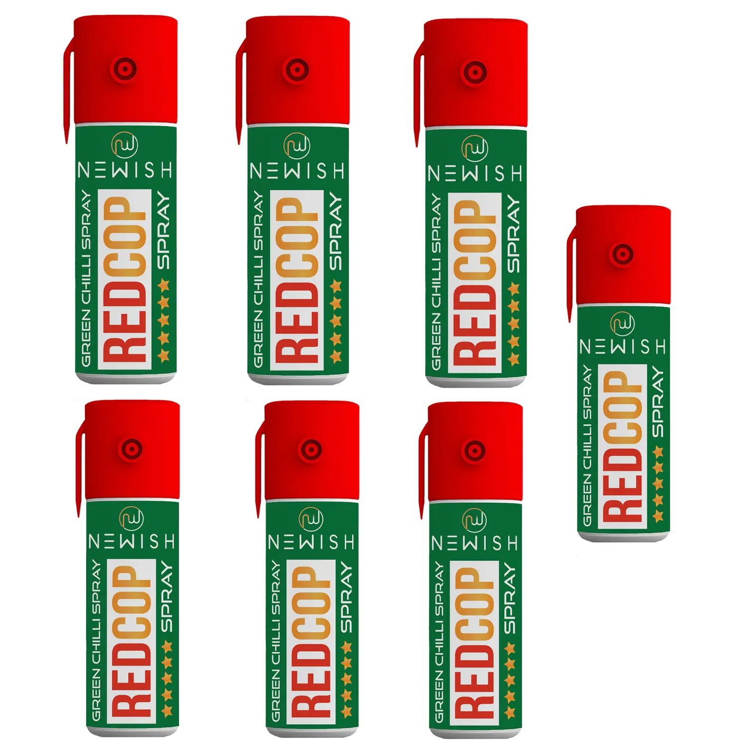 Newish Powerful Self Defence Green Chilli Pepper Spray For Protection & Safety (Pack of 7) For Men & Women 55ml / 35gms