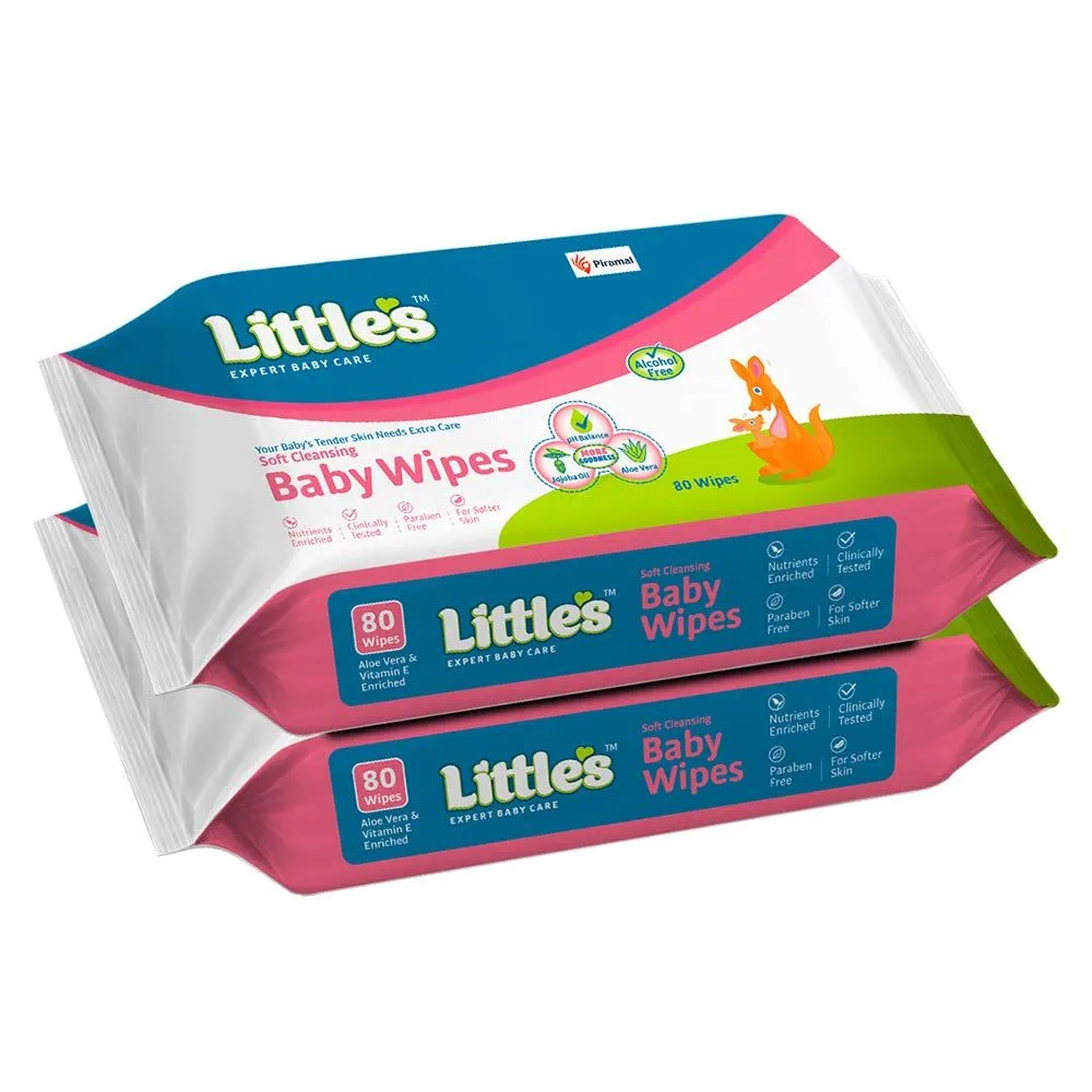 Little's Soft Cleansing Baby Wipes (80 Wipes X Pack Of 2)