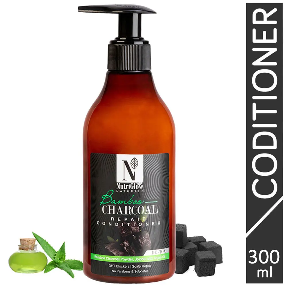 NutriGlow NATURAL'S Bamboo Charcoal Repair Conditioner With Bamboo Charcoal Powder, 300 ml