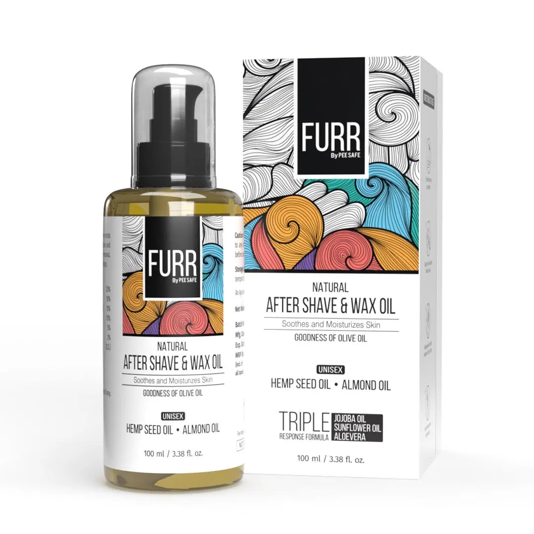 FURR By Pee Safe Natural After Shave & Wax Oil - (100 ml) | With Goodness of Sunflower Seed, Hemp Seed and Aloe Vera Oil
