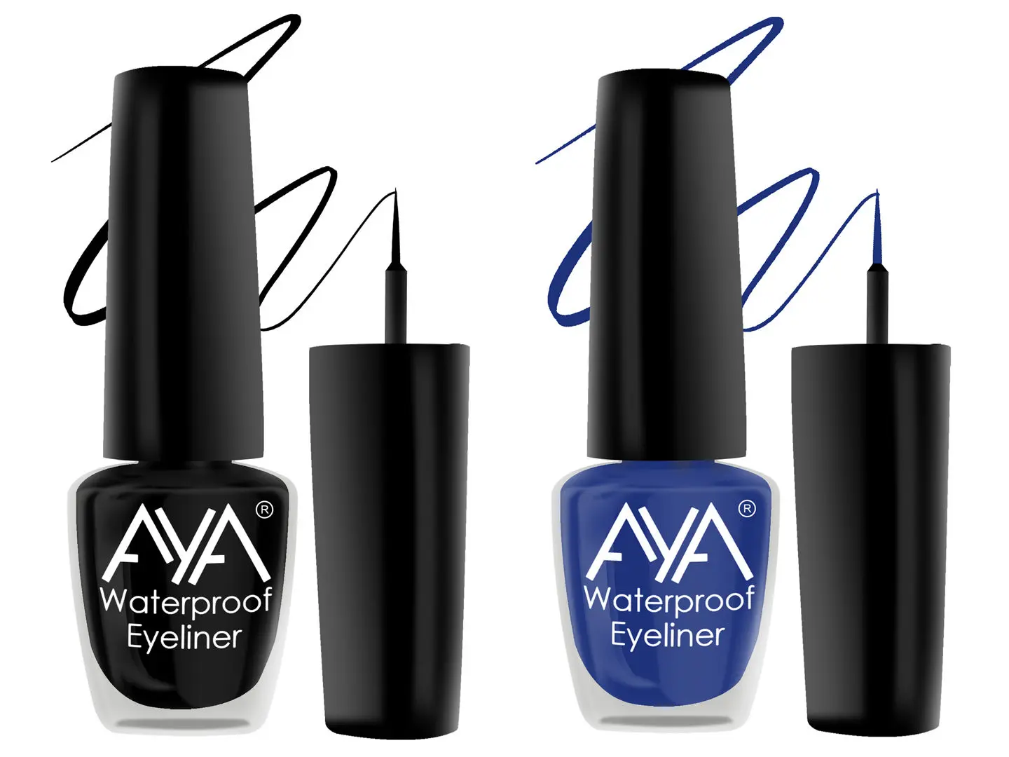 AYA 24 Hrs Long Lasting & Waterproof Eyeliner, Set of 2 Black and Metallic Blue