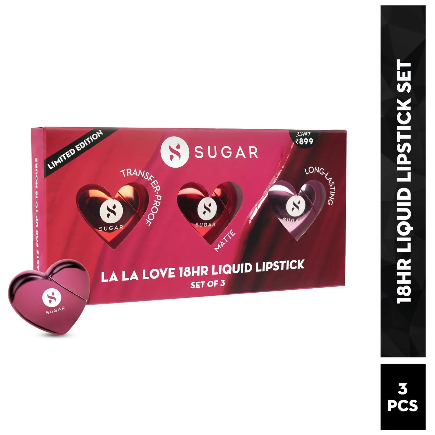 SUGAR Cosmetics La La Love 18HR Liquid Lipstick Set, Transfer-proof, Water-proof, Long-lasting & Matte Finish (Pack of 3) | Gift Set | Premium Gift Kit | Lipstick Set | Makeup Kit