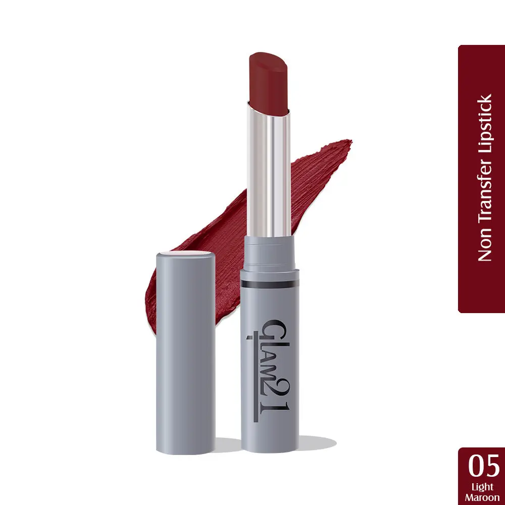 Glam21 Long Lasting Non-Transfer Lipstick|Creamy Matte Formula - 2.8gm|Light Maroon-05