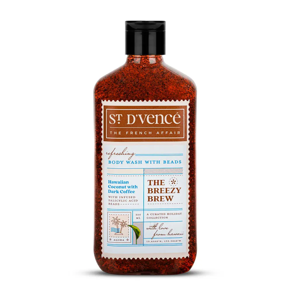 St. D'vence The Breezy Brew Body Wash with Salicylic Acid Beads- Controls Body & Back Acne | Sulphates & Paraben Free