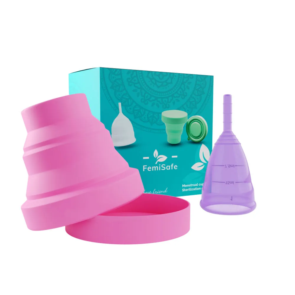 FemiSafe Menstrual Cup (Large) & Sterilization Cup Combo