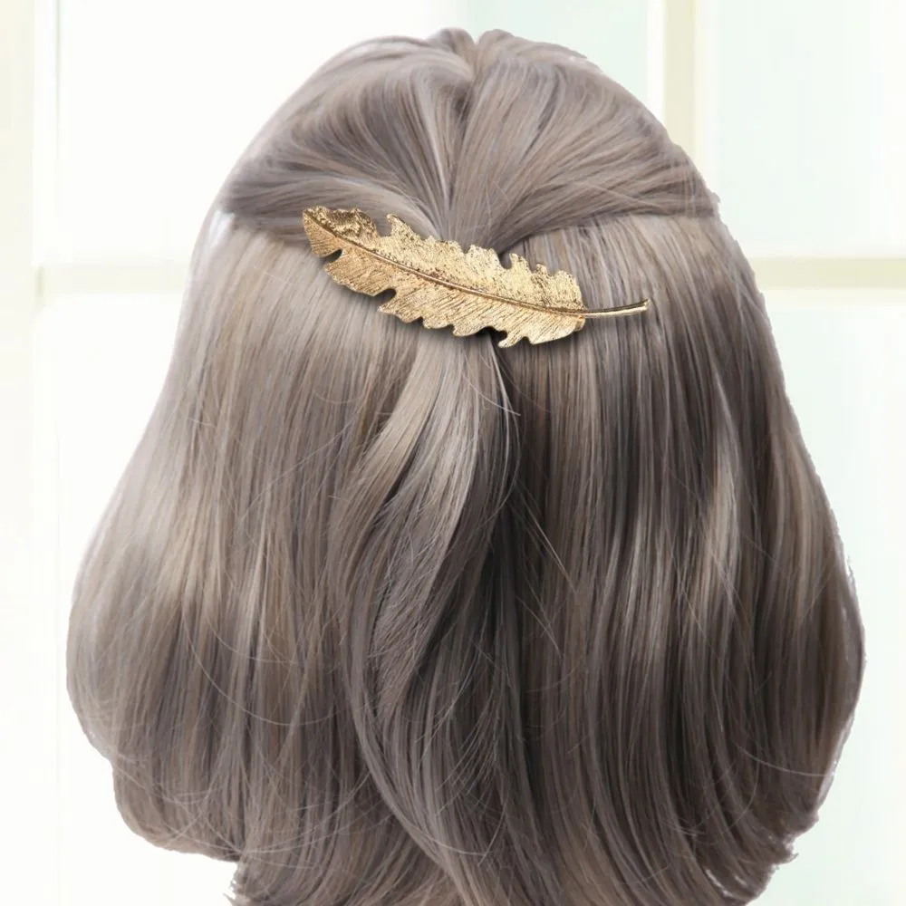 OOMPH Jewellery Gold Tone Large Leaf Motif HairPin / HairClip