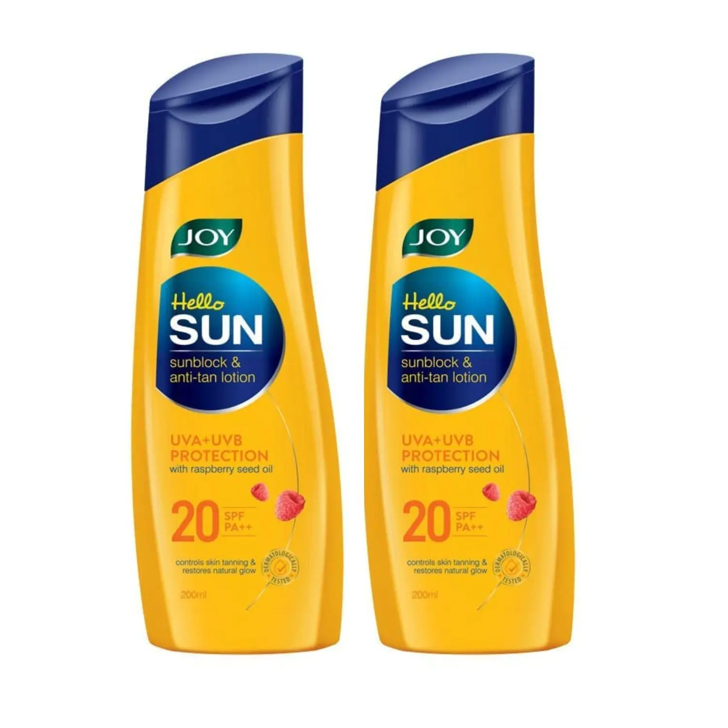 Joy Hello Sun SunBlock & Anti Tan Lotion Sunscreen SPF20 PA++ (2X200ml)