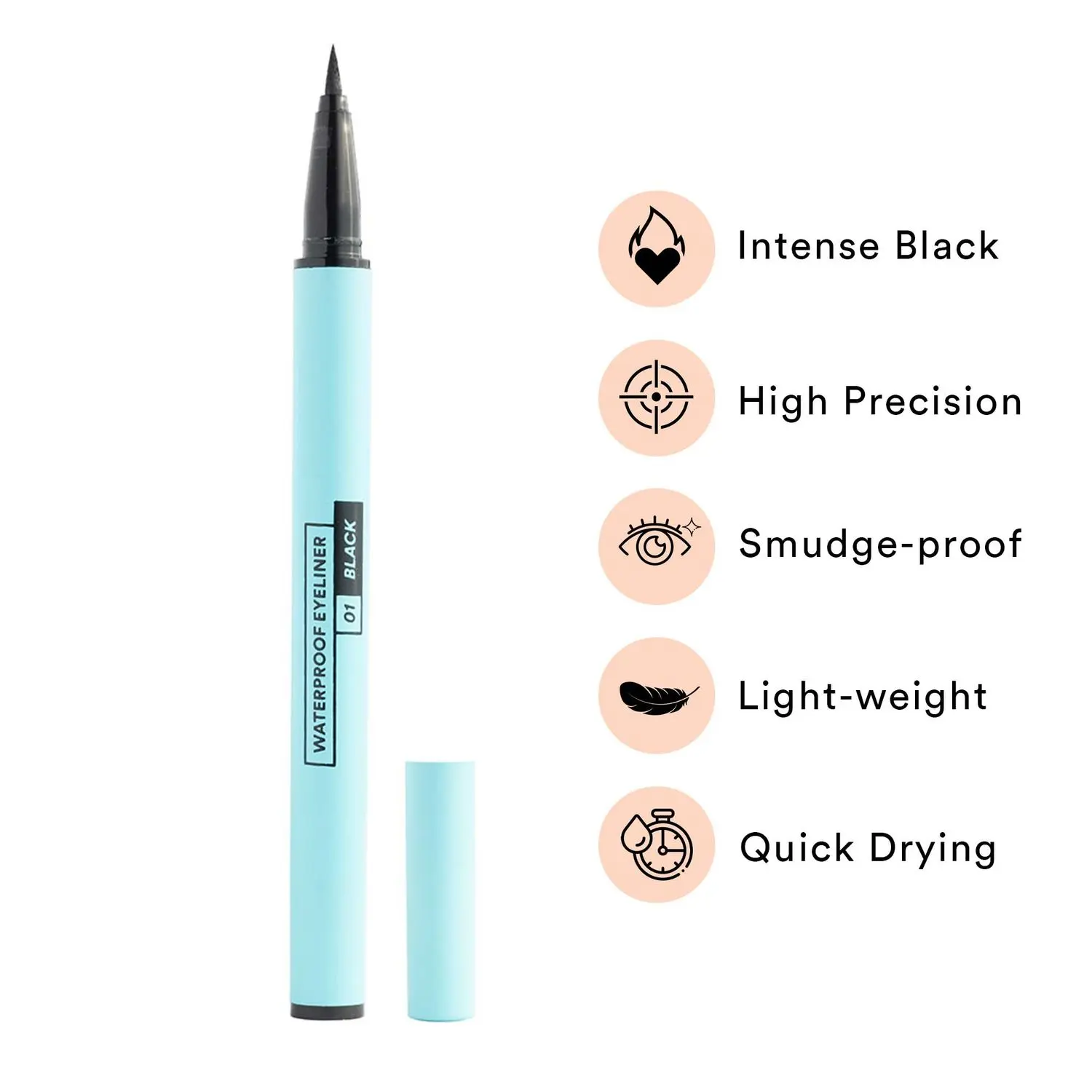 SUGAR POP Waterproof Eyeliner - Intense Black Pigment, Lightweight, Quick Drying Formula, Sweat Proof, Water Proof, Long Lasting, Matte Black, Felt Tip Applicator l Lasts up to 12 Hours