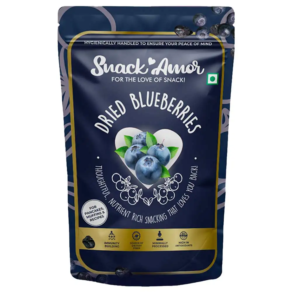 SnackAmor Dried Blueberries,  Unflavoured (Pack of 2)  100 g