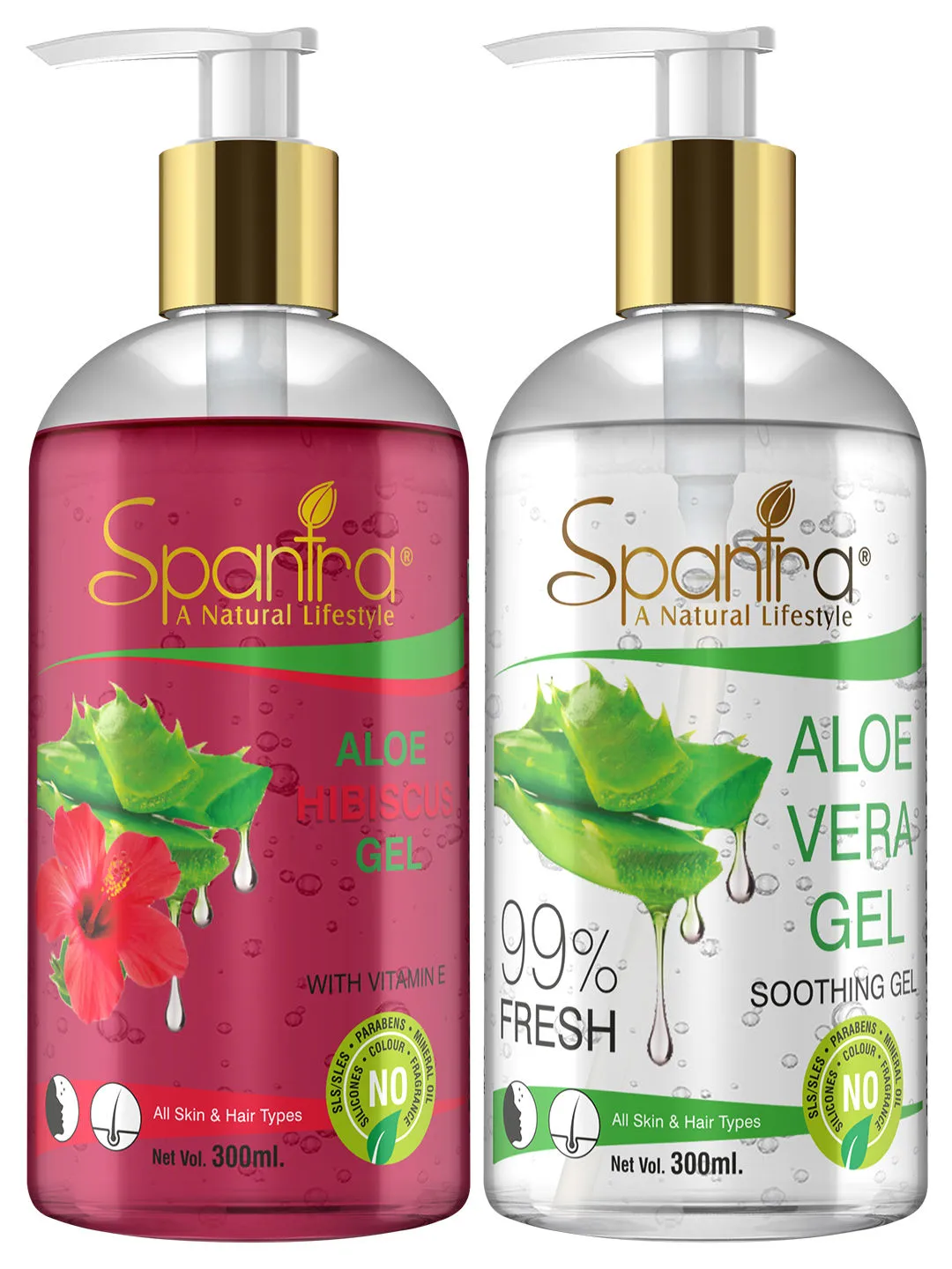 Spantra Aloe Vera And Aloe Hibiscus Gel (Pack Of 2)