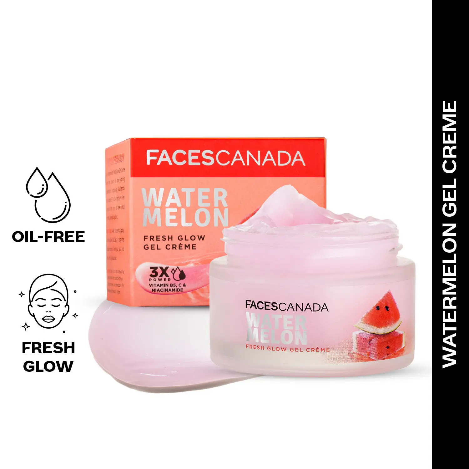 FACES CANADA Water Melon Fresh Glow Gel Creme 50g I Vitamin C I Niacinamide I Youthful Glow I Hyperpigmentation I Cruelty-free I Vegan I All Skin Types