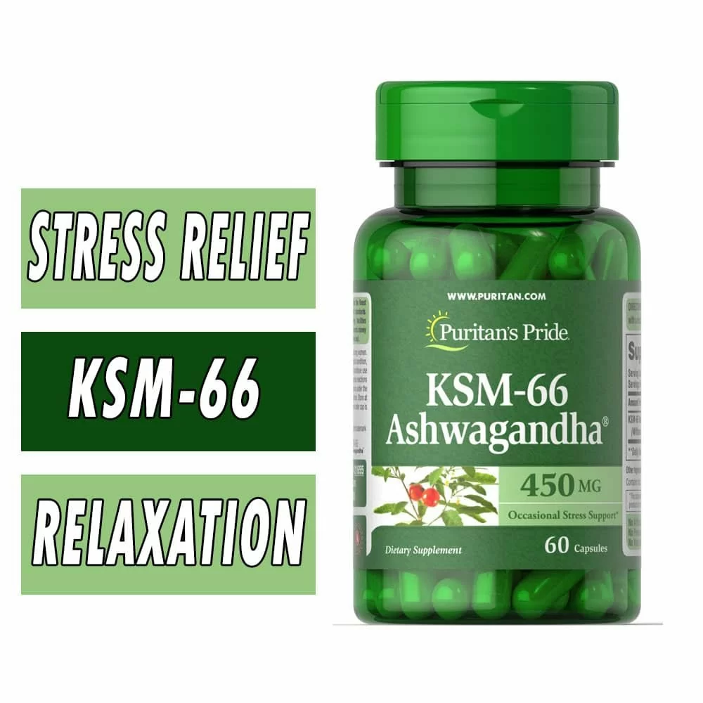 Puritan's Pride Ashwagandha KSM-66 - 450 mg - 60 Caps - Stress Support