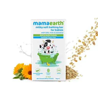 Mamaearth Milky Soft Bathing Bar For Babies With Oats, Milk & Calendula