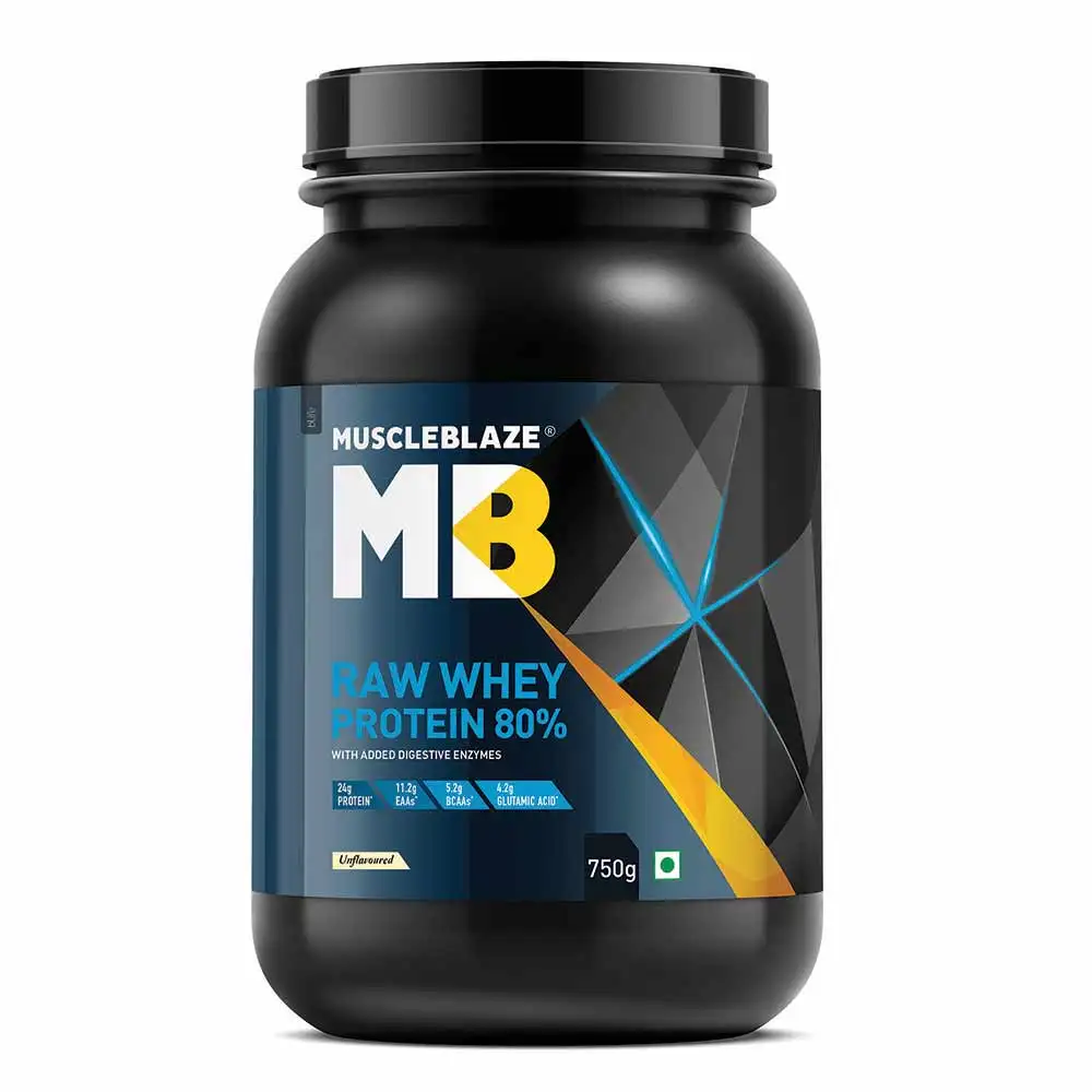 MuscleBlaze Raw Whey Protein 80%,  1.65 lb  Unflavoured