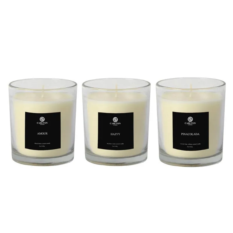 Carlton London Combo Pinacolada, Amour And Hazyy Candles - Set Of 3