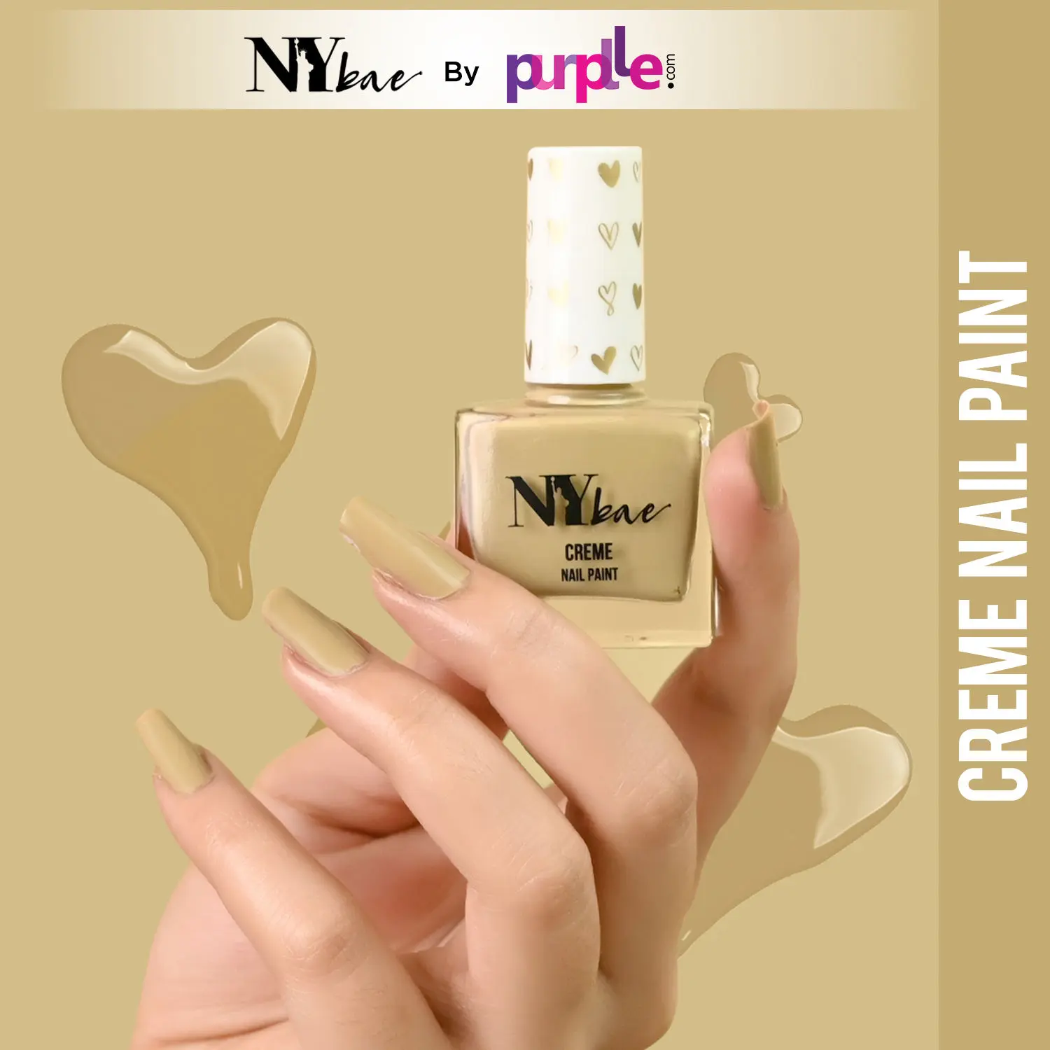 NY Bae Creme Nail Paint - Peanut Brown 22 (10 ml) | Green | Rich Pigment | Chip-proof | Full Coverage | Travel Friendly | Vegan