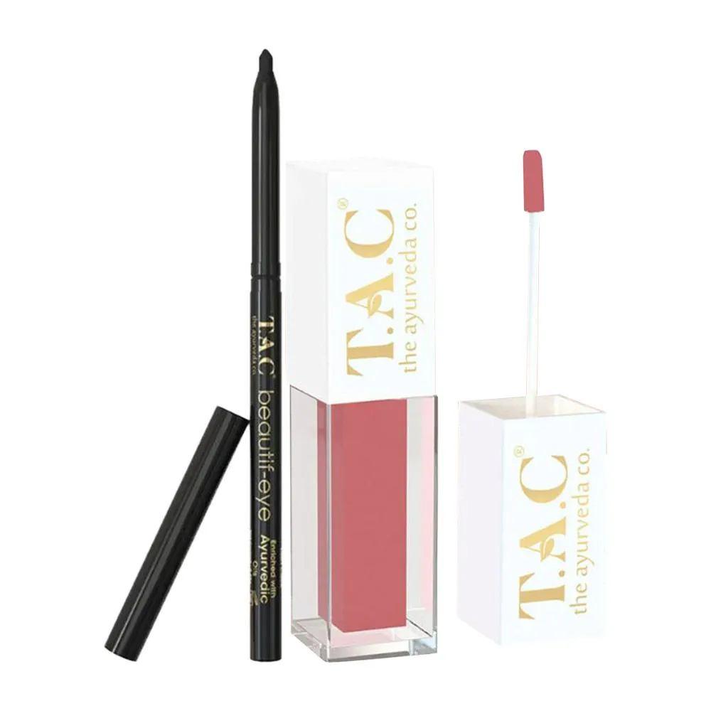 TAC - The Ayurveda Co. Liquid Lipstick- Brown Bae And Beautif - Eye Ayurvedic Black Kajal