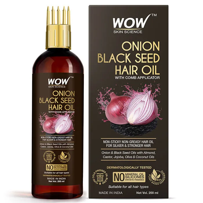 WOW Skin Science Onion Black Seed Hair Oil With Comb Applicator