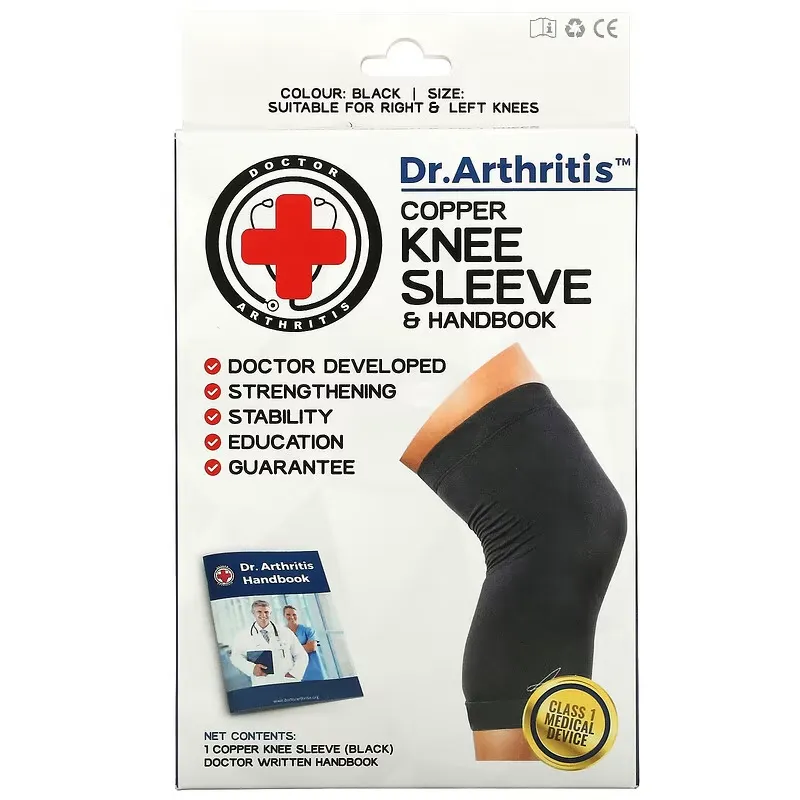 Copper Knee Sleeve & Handbook, Medium, Black, 1 Sleeve