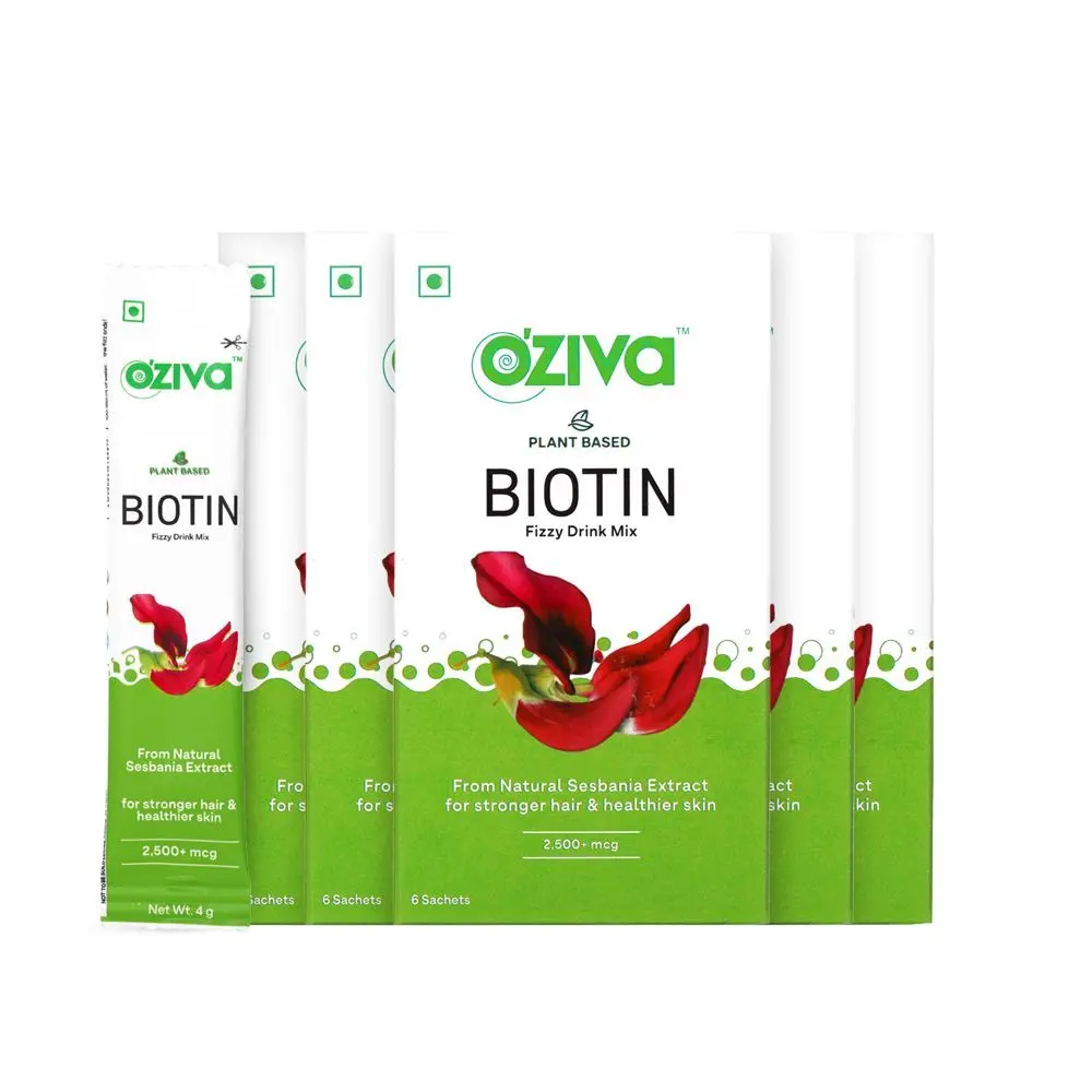 OZiva Biotin Fizzy Drink for Better Hair, Skin, & Nails (Pack of 6)