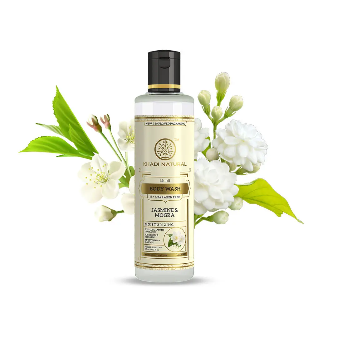 Khadi Natural Jasmine & Mogra Body Wash| Removes Dirt & Grime| SLS & Paraben Free - (210ml)