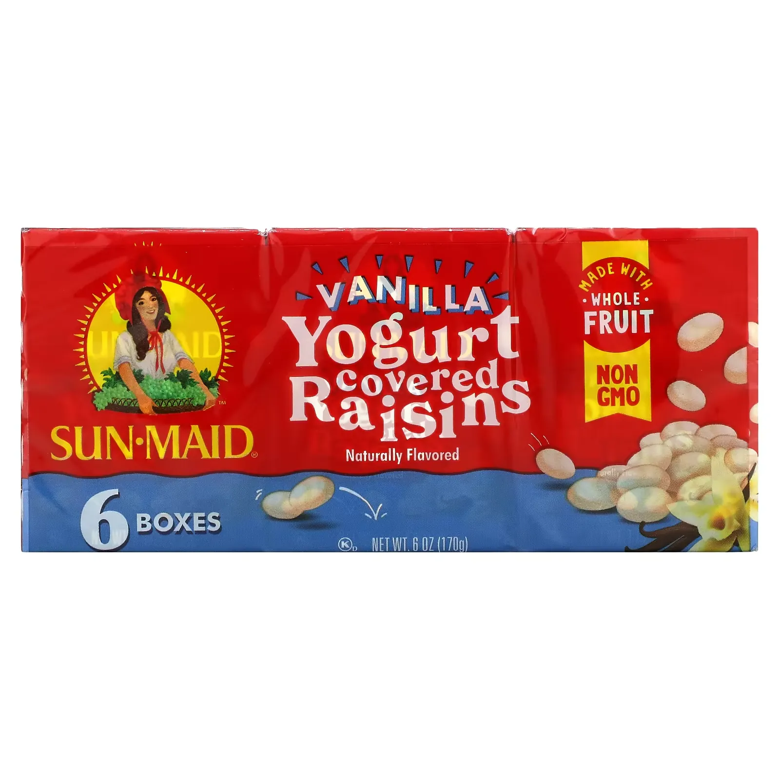 Yogurt Covered Raisins, Vanilla, 6 Boxes, 1 oz (28.3 g) Each