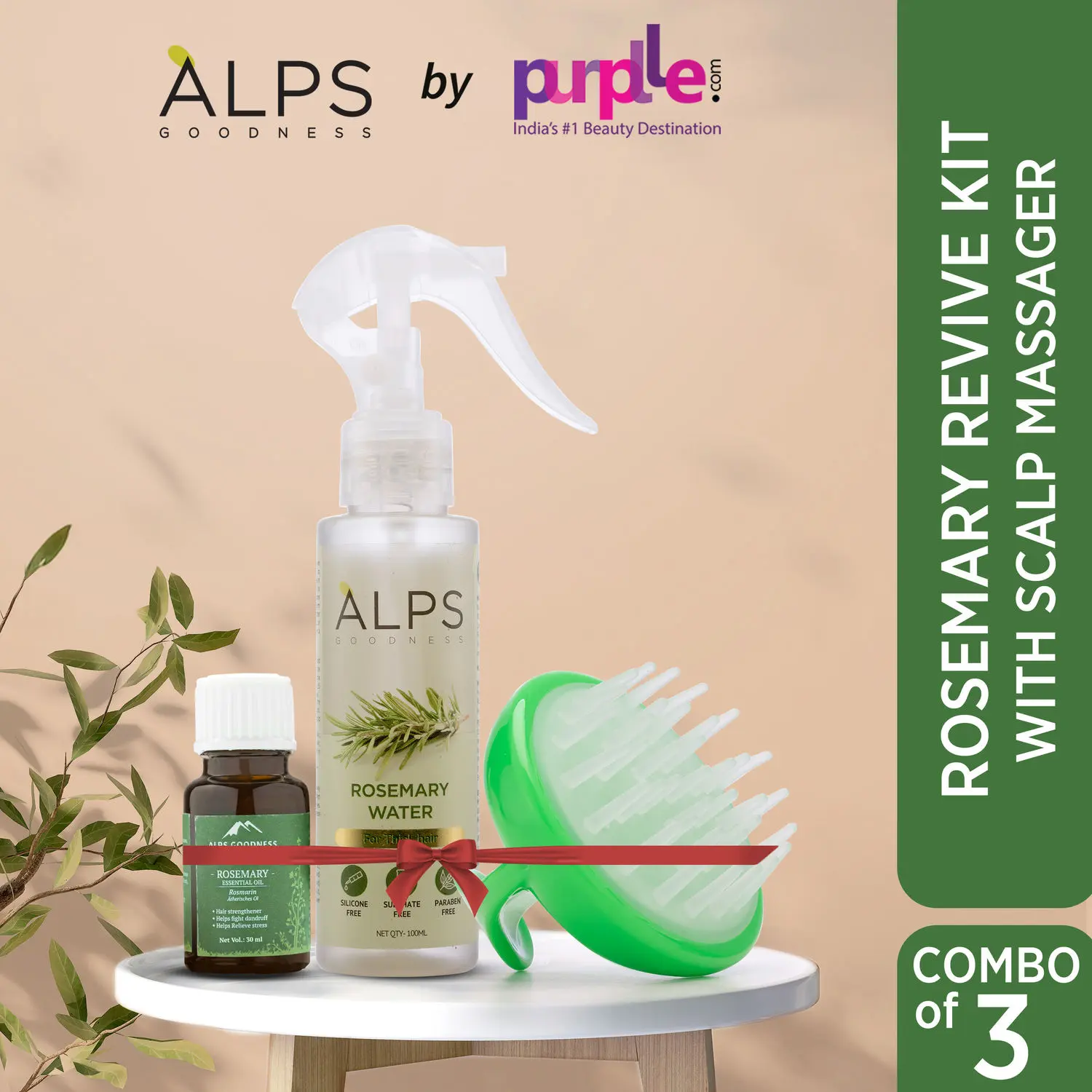 Alps Goodness Rosemary Revive Kit I With Scalp Massager I Hair Growth Expert I For Skin & Hair I Improves Scalp Health I Fights Acne