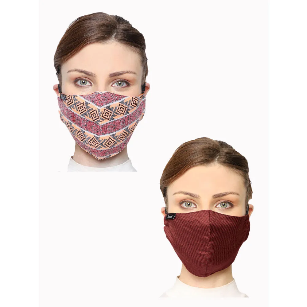 Anekaant Pack Of 2 Multicolor 3-Ply Reusable Poly Silk Fabric Fashion Mask