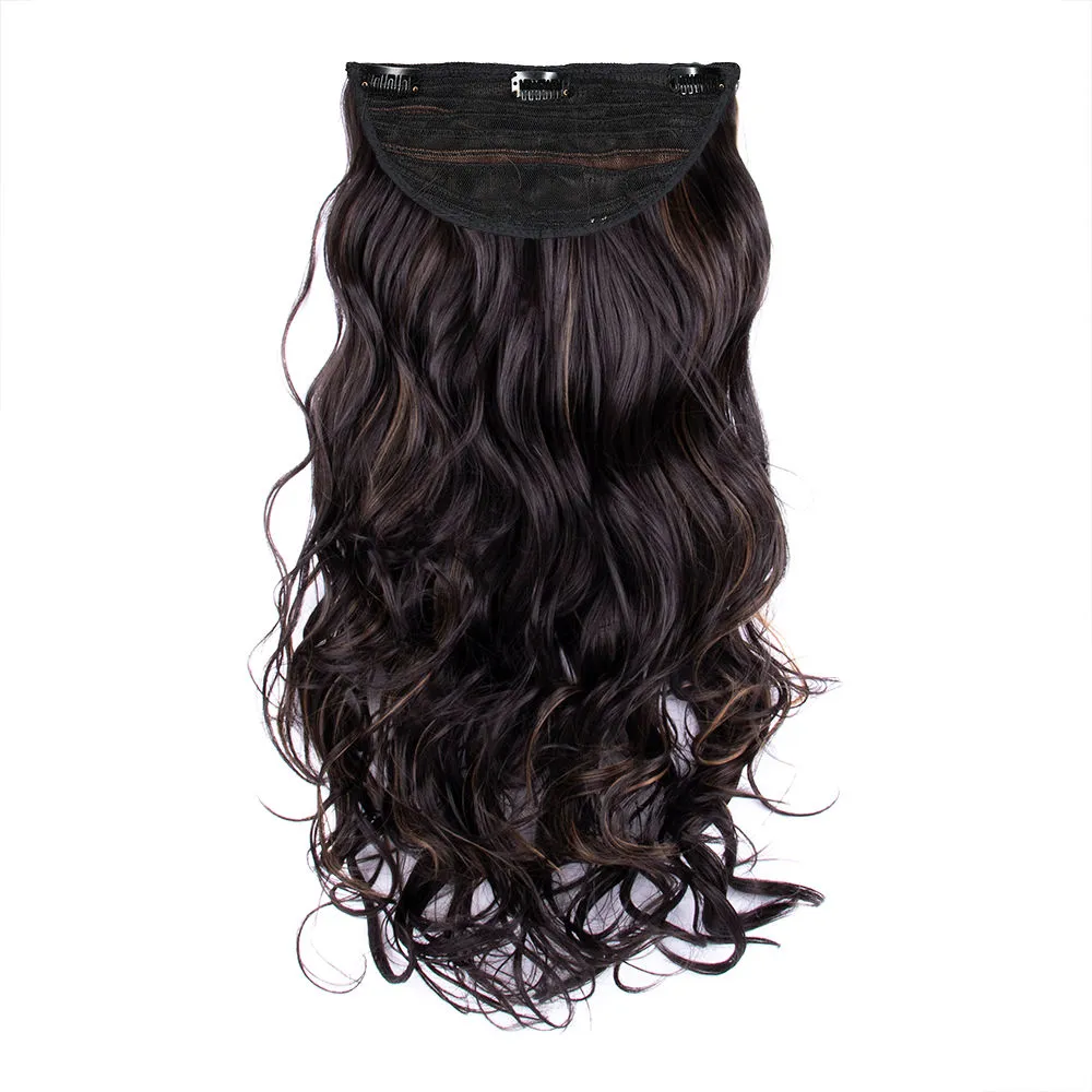 Streak Street Clip-In 24 Full-Wavy Dark Brown Hair Extensions With Golden Highights