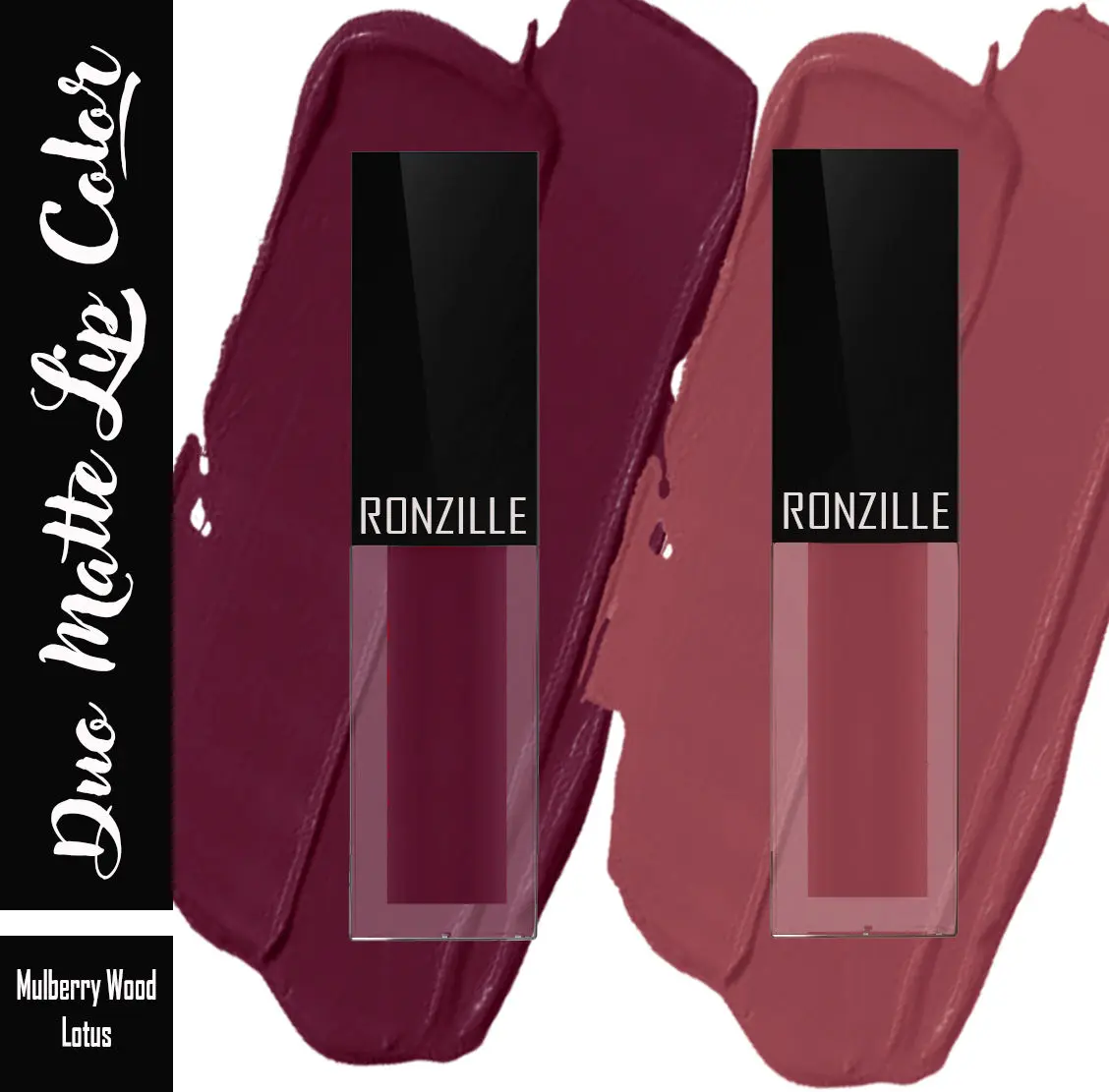 Ronzille Lightweight Duo Liquid Lipstick Infused with Jojoba oil and Vitamin E -08,03