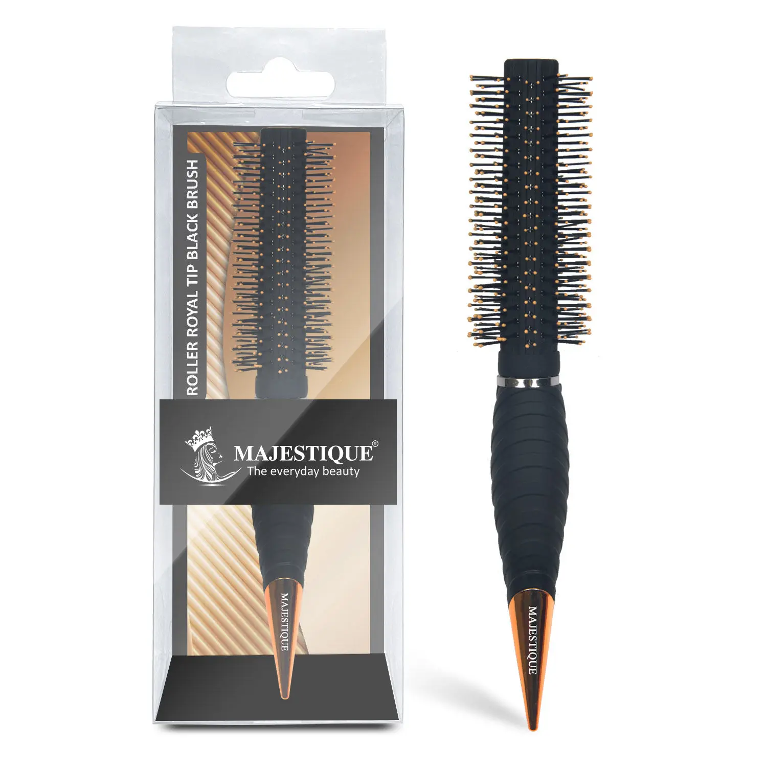 Majestique Roller Royal Tip Black Brush HR157 for Blow Drying Detangling Brush Wet & Dry