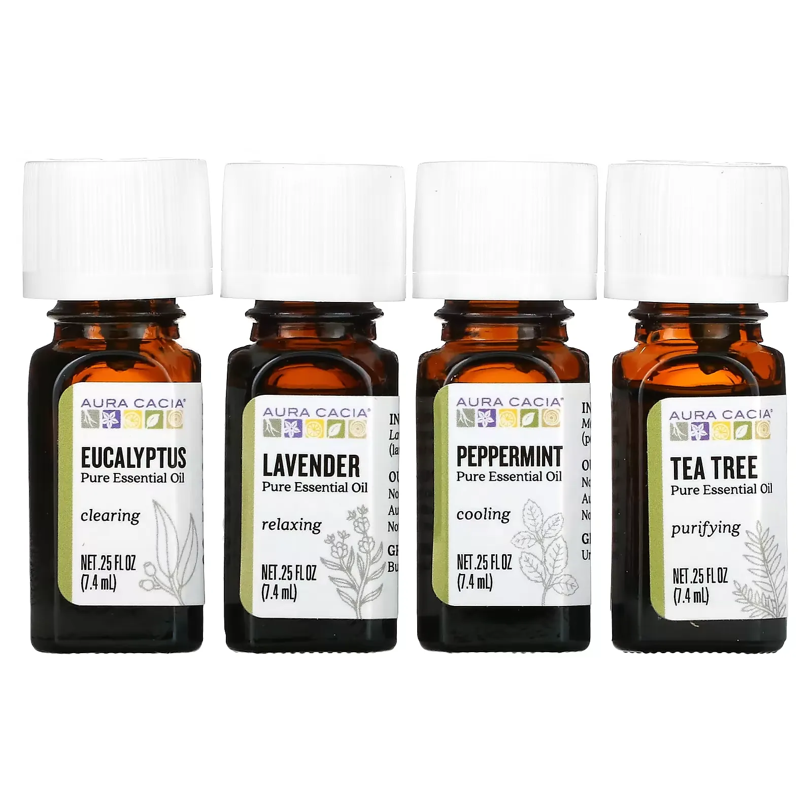 Discover Pure Essential Oils Kit, 4 Bottles, 0.25 fl oz (7.4 ml) Each