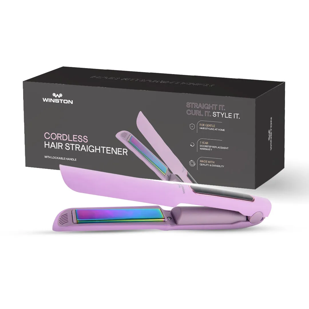 Winston Titanium Cordless Hair Straightener Multiple Temperature Straightening Iron (20Watt Lavender)