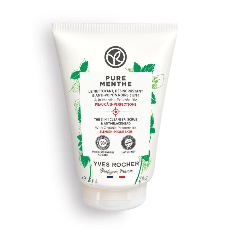 Yves Rocher Pure Menthe The 3 In 1 Cleanser, Scrub & Anti Blackhead