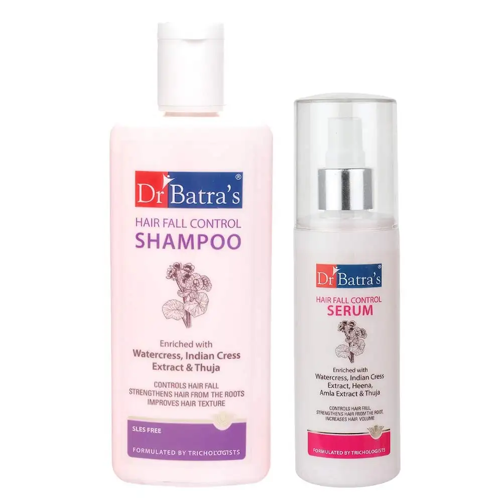 Dr Batra's Hair Fall Control Shampoo & Hair Fall Control Serum Combo,  2 Piece(s)/Pack  for All Types of Hair