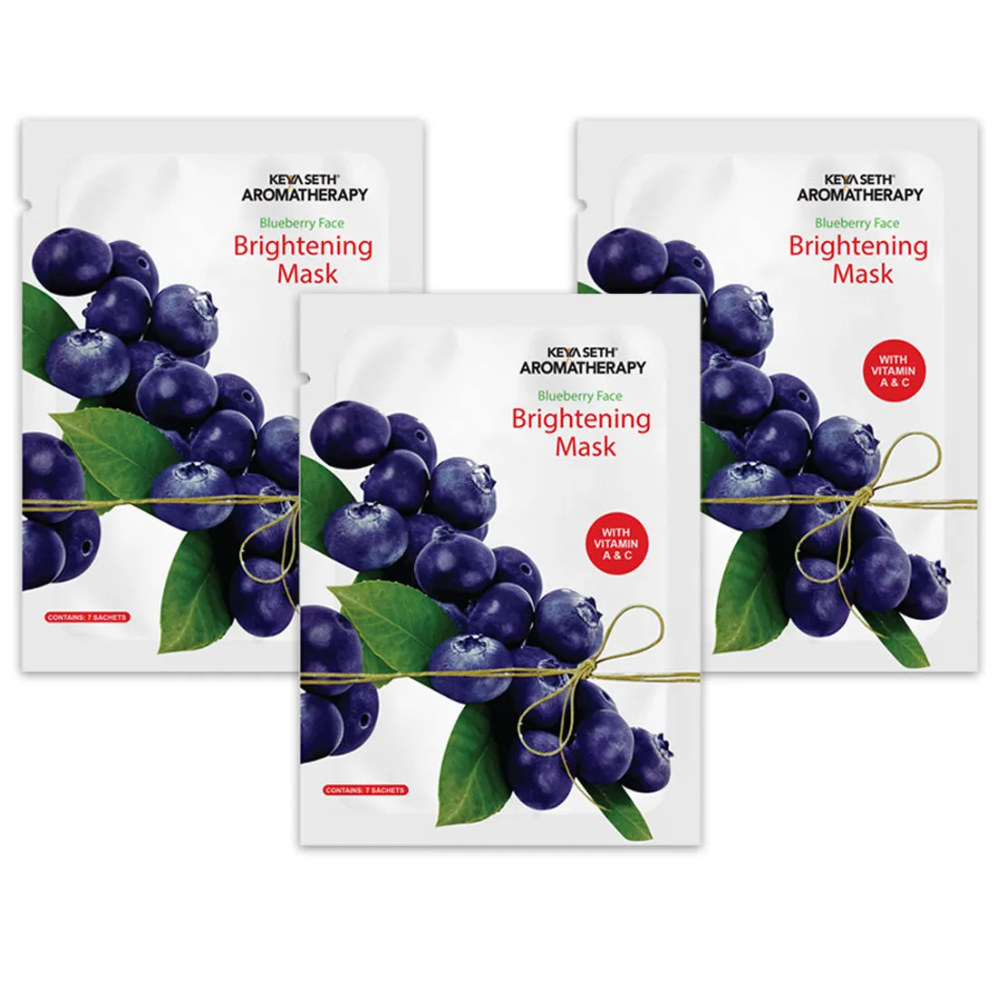 Keya Seth Aromatherapy, Blueberry Face Brightening Mask, Vitamin C & A (Pack Of 3)