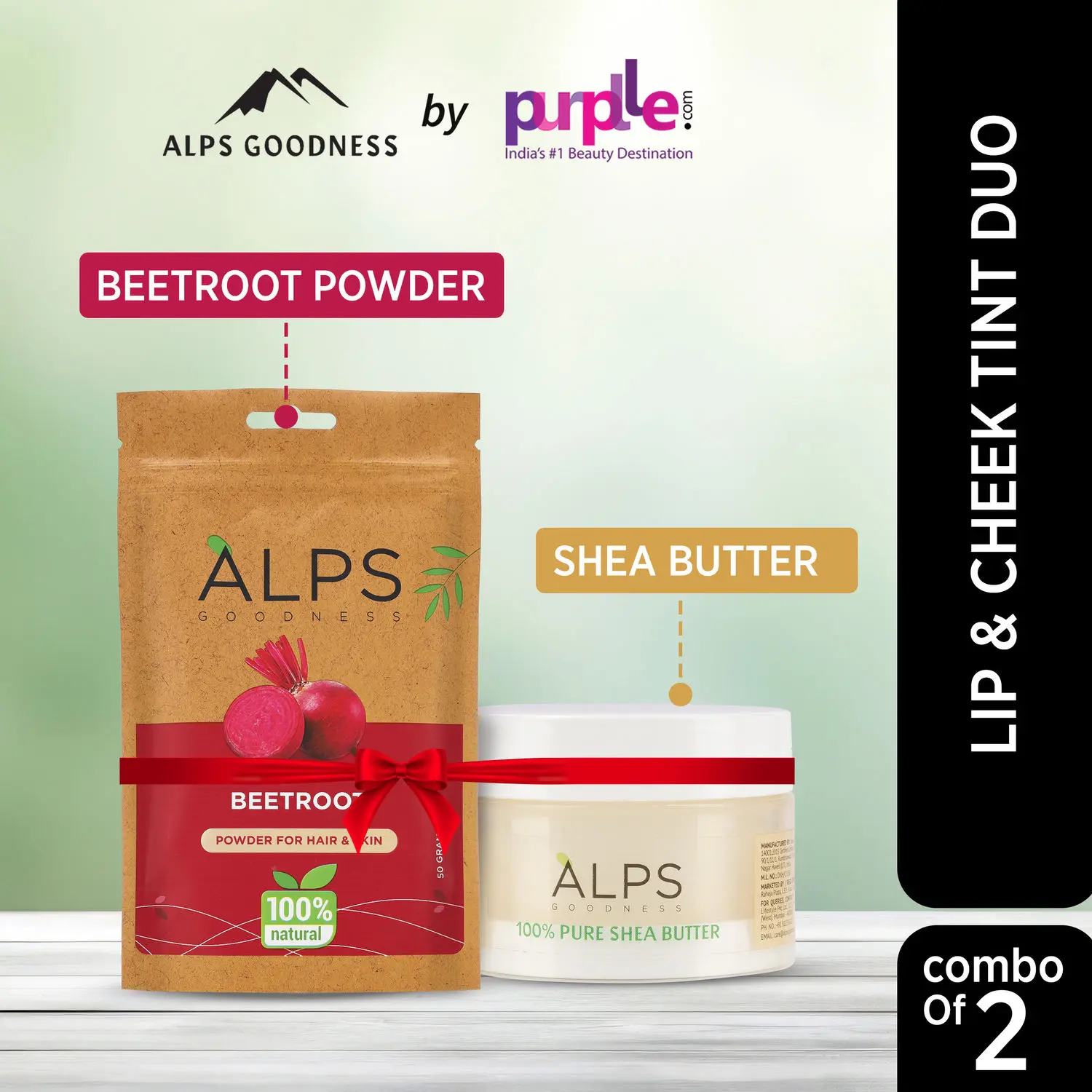 Alps Goodness Radiant Beauty Duo with Bestselling Beetroot Powder & 100% Pure Shea Butter I Best for Glowing Skin I Natural Moisturizer I Pack of 2