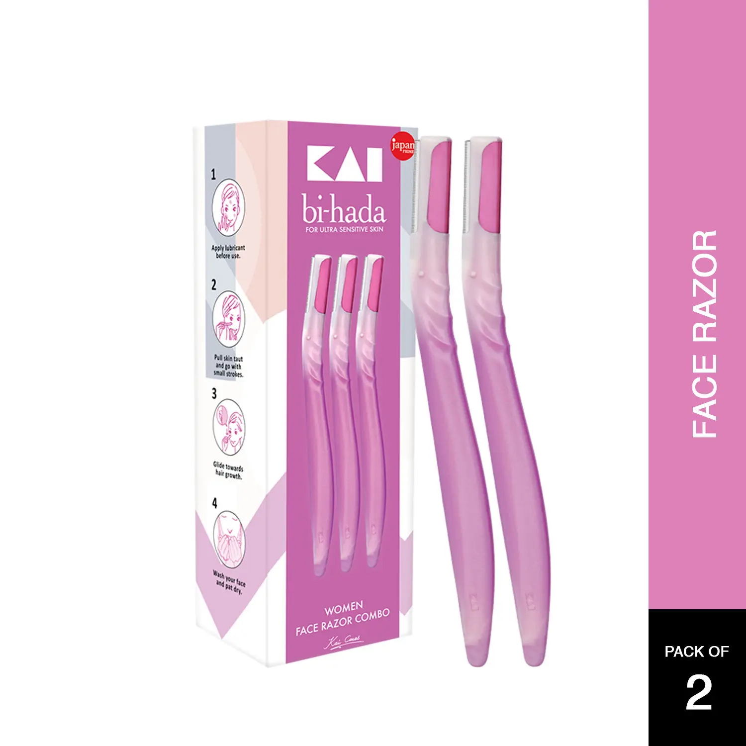 Kai Bi-Hada Face Razor-Pink ( New Pack)