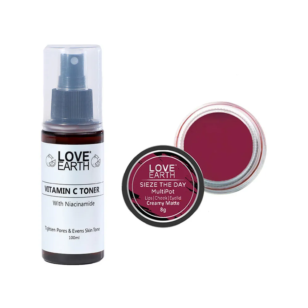 Love Earth Lip Tint & Cheek Tint Seize The Day + Vitamin C Toner