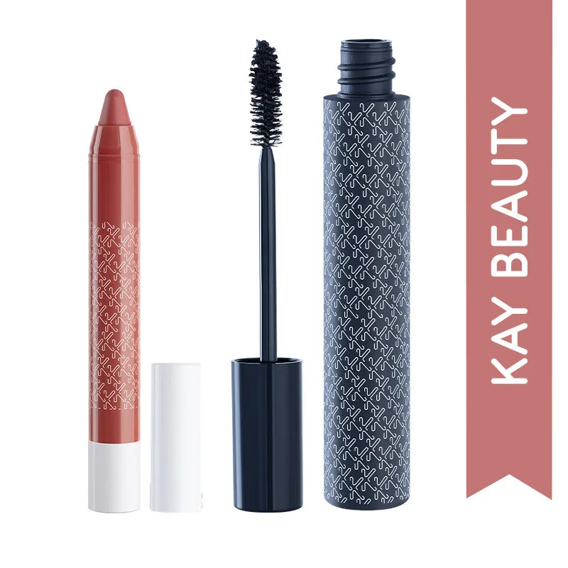 Kay Beauty Insta Ready Combo - Matte Lip Crayon- Wee Hours & Ultra Black Volume & Length Mascara