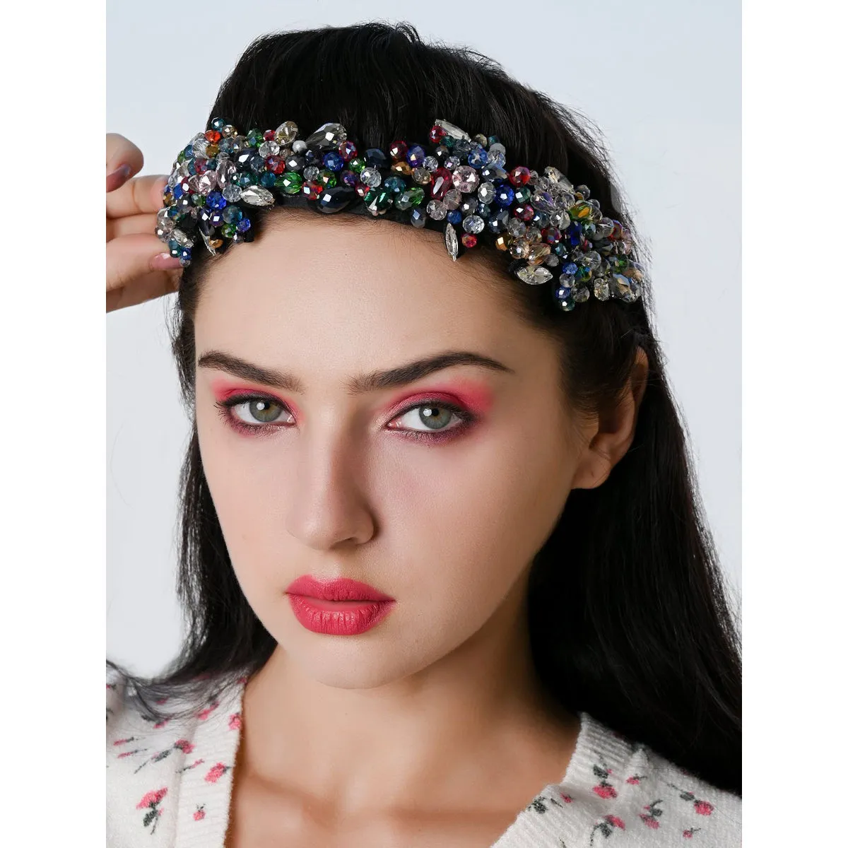 Odette Garnish Green Embellished Hair Band